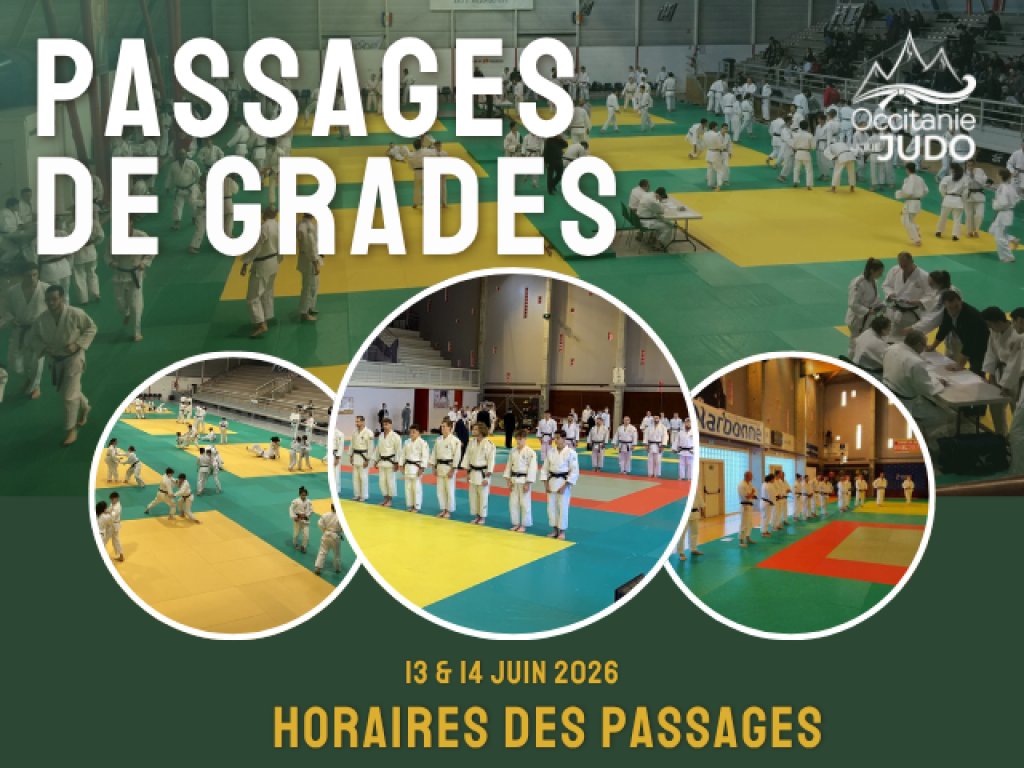 Image de l'actu 'Horaires Passages de Grades 13 et 14 juin 2026 - mise à jour 11 juin'